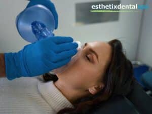 Patient receiving sedation dentistry with nitrous oxide for a relaxing dental experience